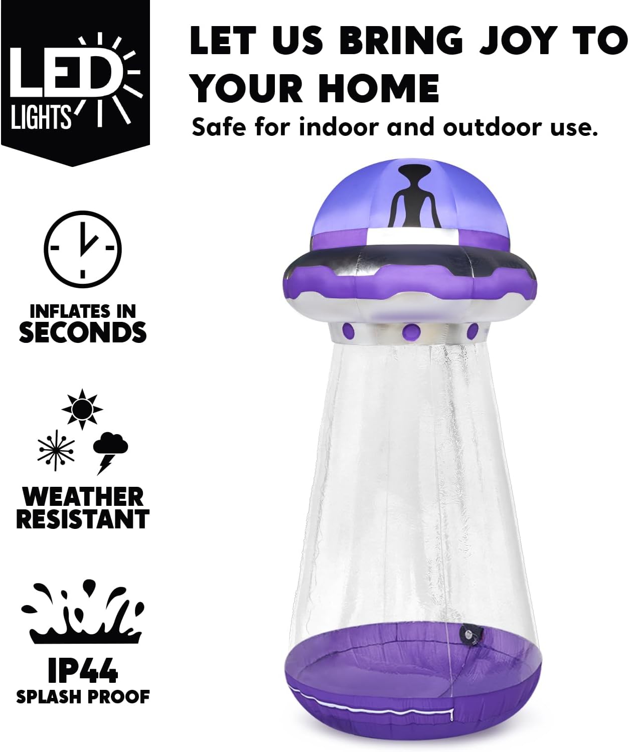 Joiedomi 9 FT Tall Halloween Inflatable UFO Outdoor Decorations, Halloween Blow Ups UFO Alien Decor for Yard Decoration with LEDs for Lawn Garden Party Decor