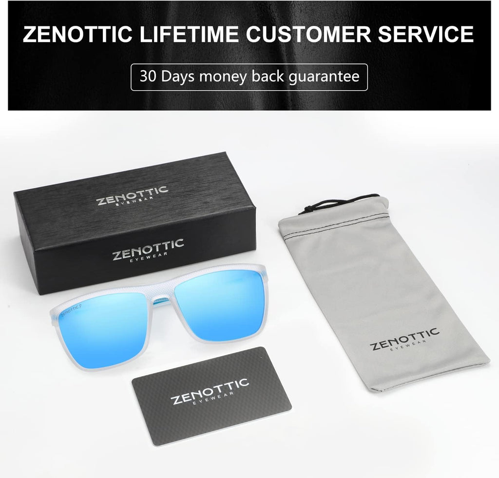 ZENOTTIC Polarized Sunglasses for Men Lightweight TR90 Frame UV400 Protection Square Sun Glasses