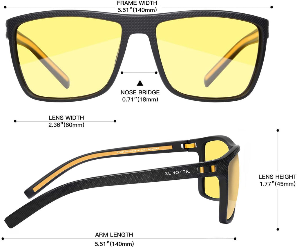 ZENOTTIC Polarized Sunglasses for Men Lightweight TR90 Frame UV400 Protection Square Sun Glasses