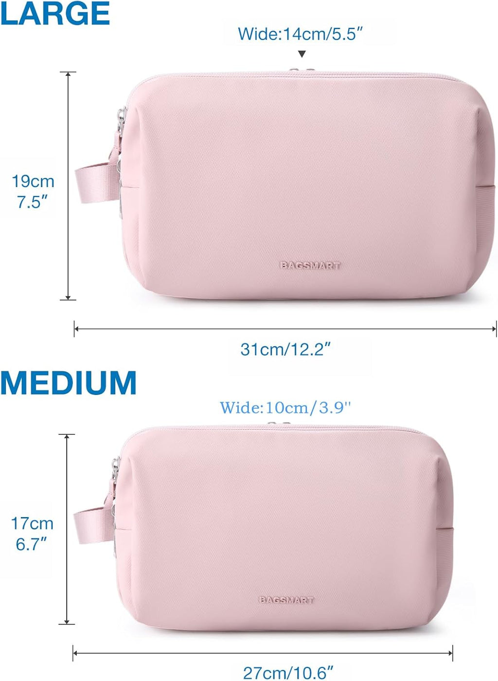 BAGSMART Toiletry Bag for Men, Travel Toiletry Organizer Dopp Kit Water-resistant Shaving Bag for Toiletries Accessories, Door Room Essentials, Black-medium