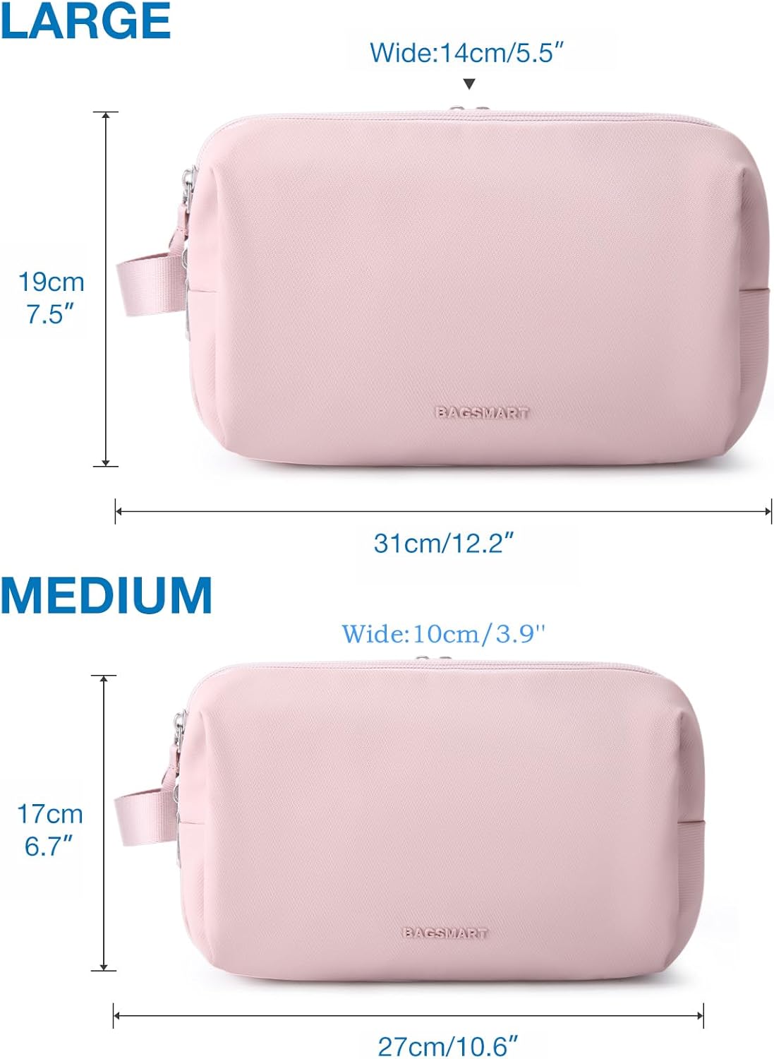 BAGSMART Toiletry Bag for Men, Travel Toiletry Organizer Dopp Kit Water-resistant Shaving Bag for Toiletries Accessories, Door Room Essentials, Black-medium