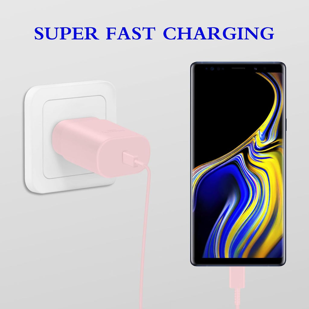 Type C Charger, 2-Pack 25W Type C Fast Charging Block with 6ft USB C Charger Cable Compatible with Galaxy S25 S24 S23 S22 S21+/Phone 16/16 Pro Max/15/15 Pro Max/15 Plus-Black