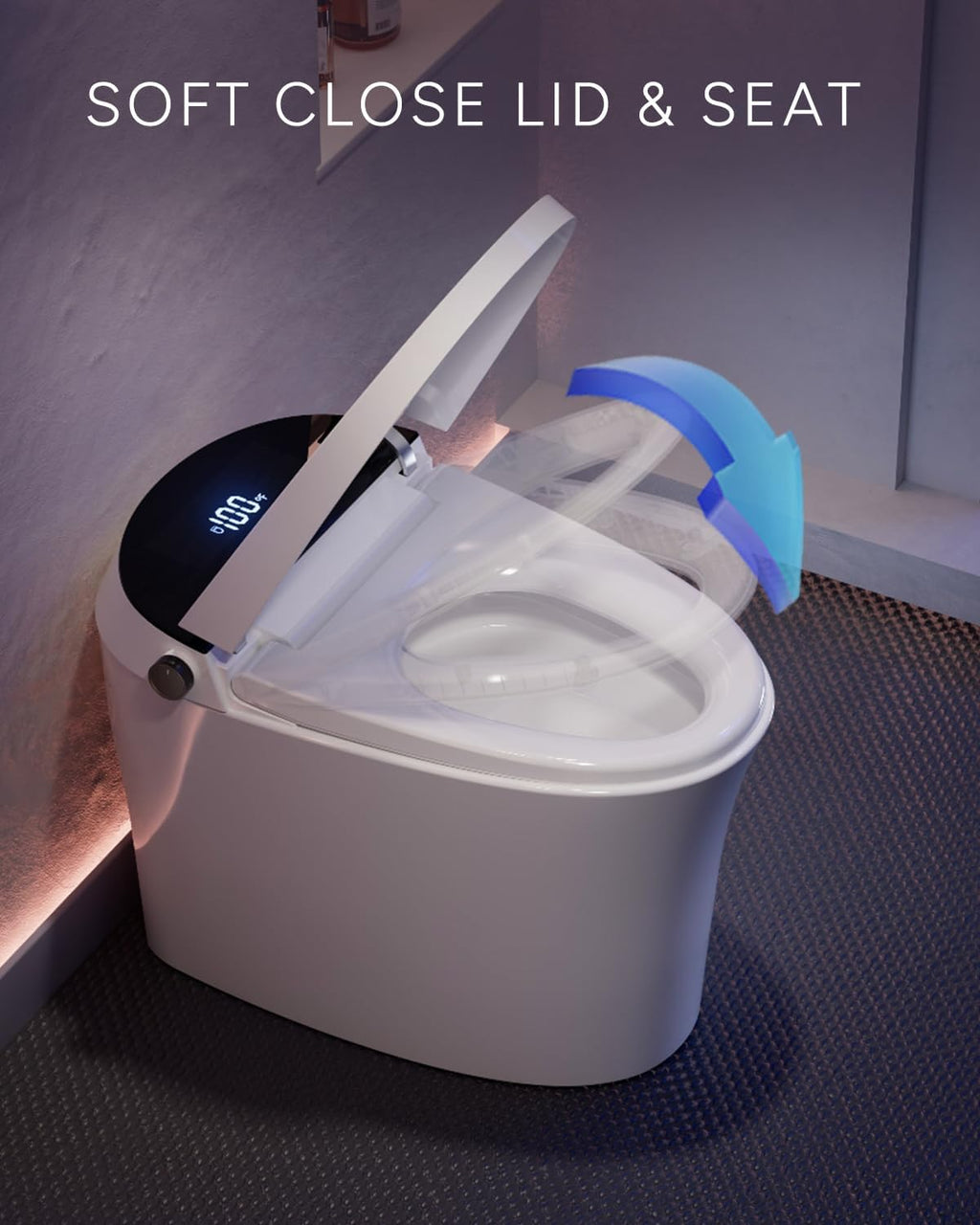 CANEST Smart Toilet, Smart Toilet with Bidet Built in, Pump-assisted Flush, Foot Sensor Operation, Warm Water, Heated Seat, Air Dryer, Digital Display (TC-100GE)