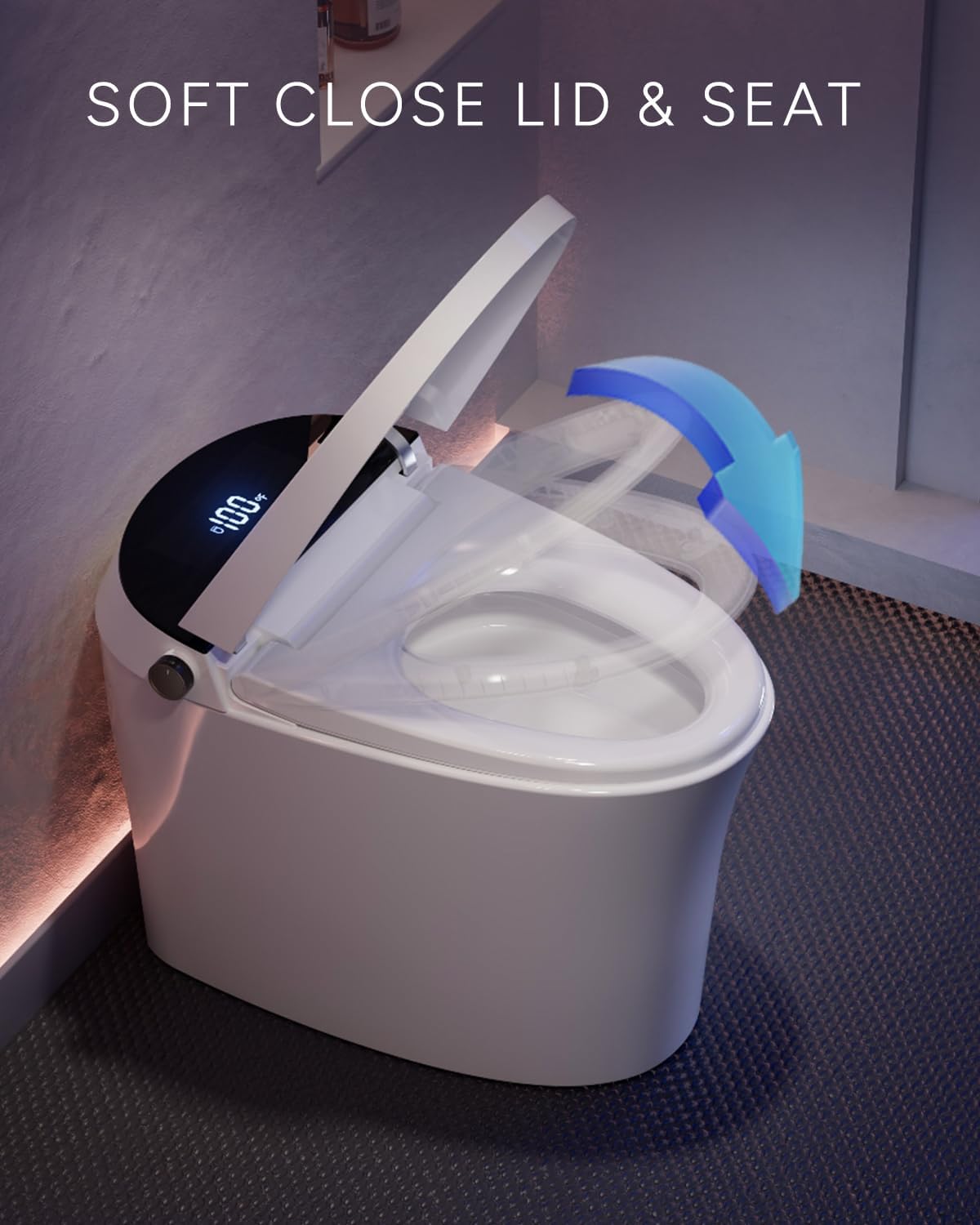 CANEST Smart Toilet, Smart Toilet with Bidet Built in, Pump-assisted Flush, Foot Sensor Operation, Warm Water, Heated Seat, Air Dryer, Digital Display (TC-100GE)