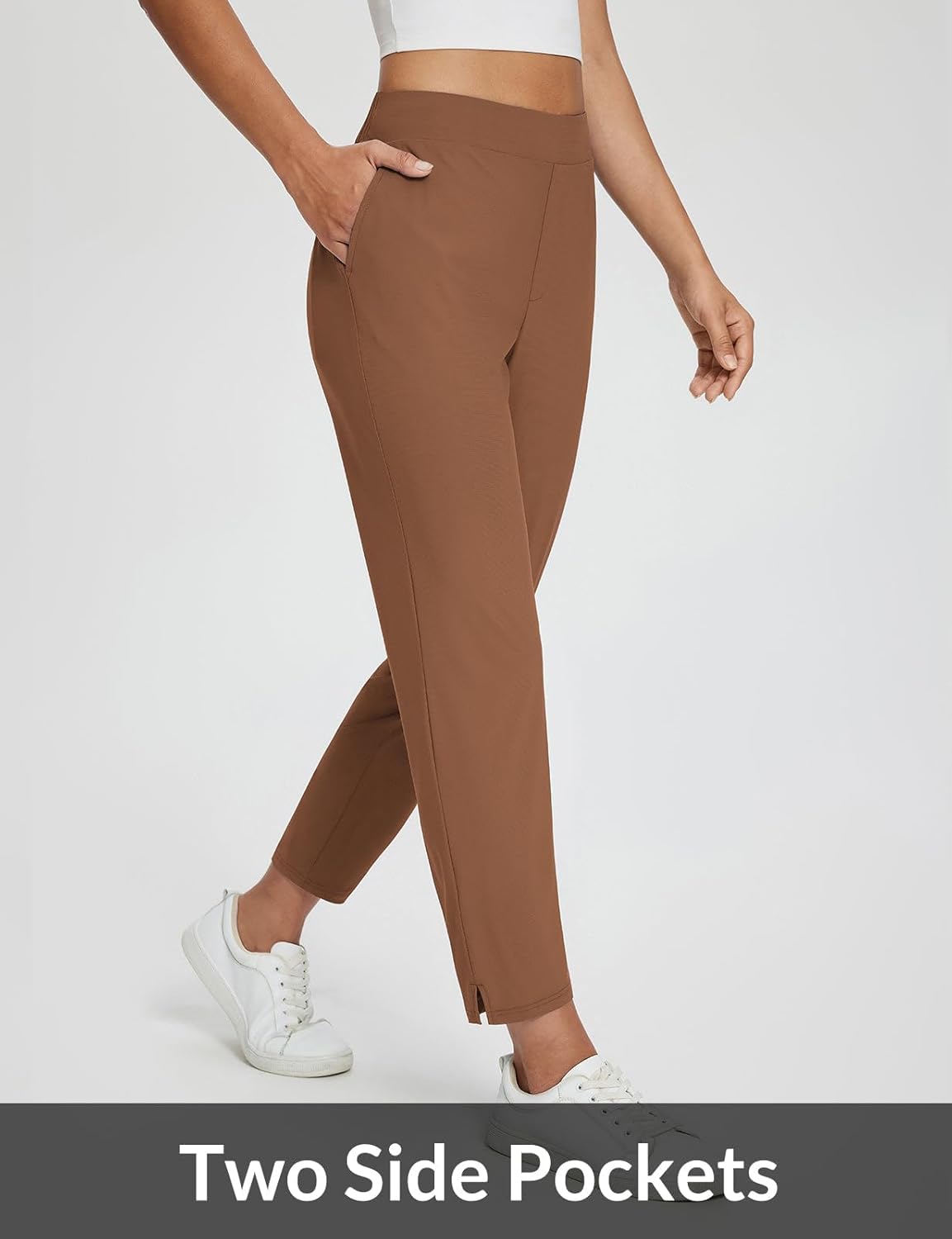 baleaf Womens Travel Pants Lightweight Stretch with Zipper Pockets Petite Ankle Dressy Golf Work Business Casual Slacks