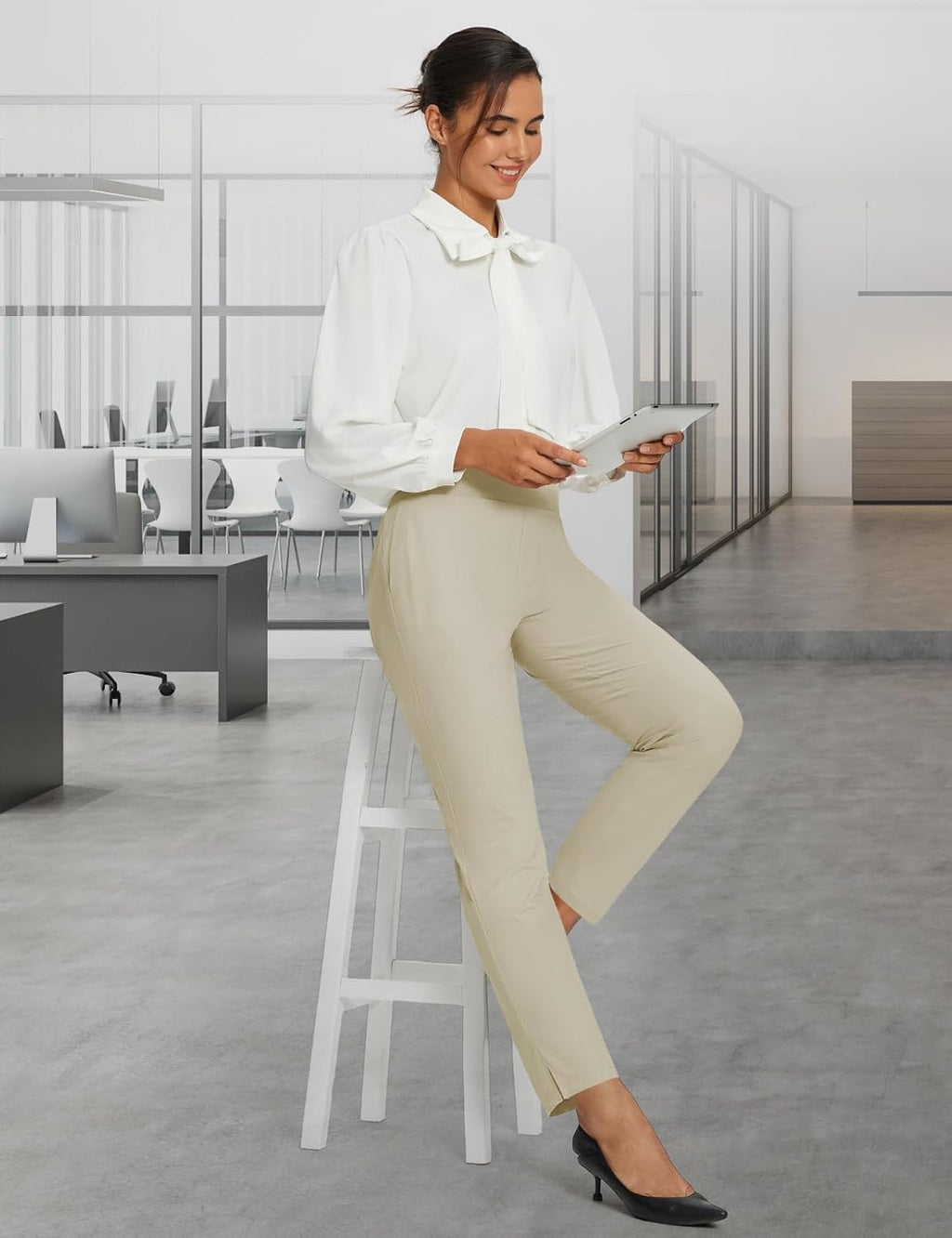 baleaf Womens Travel Pants Lightweight Stretch with Zipper Pockets Petite Ankle Dressy Golf Work Business Casual Slacks