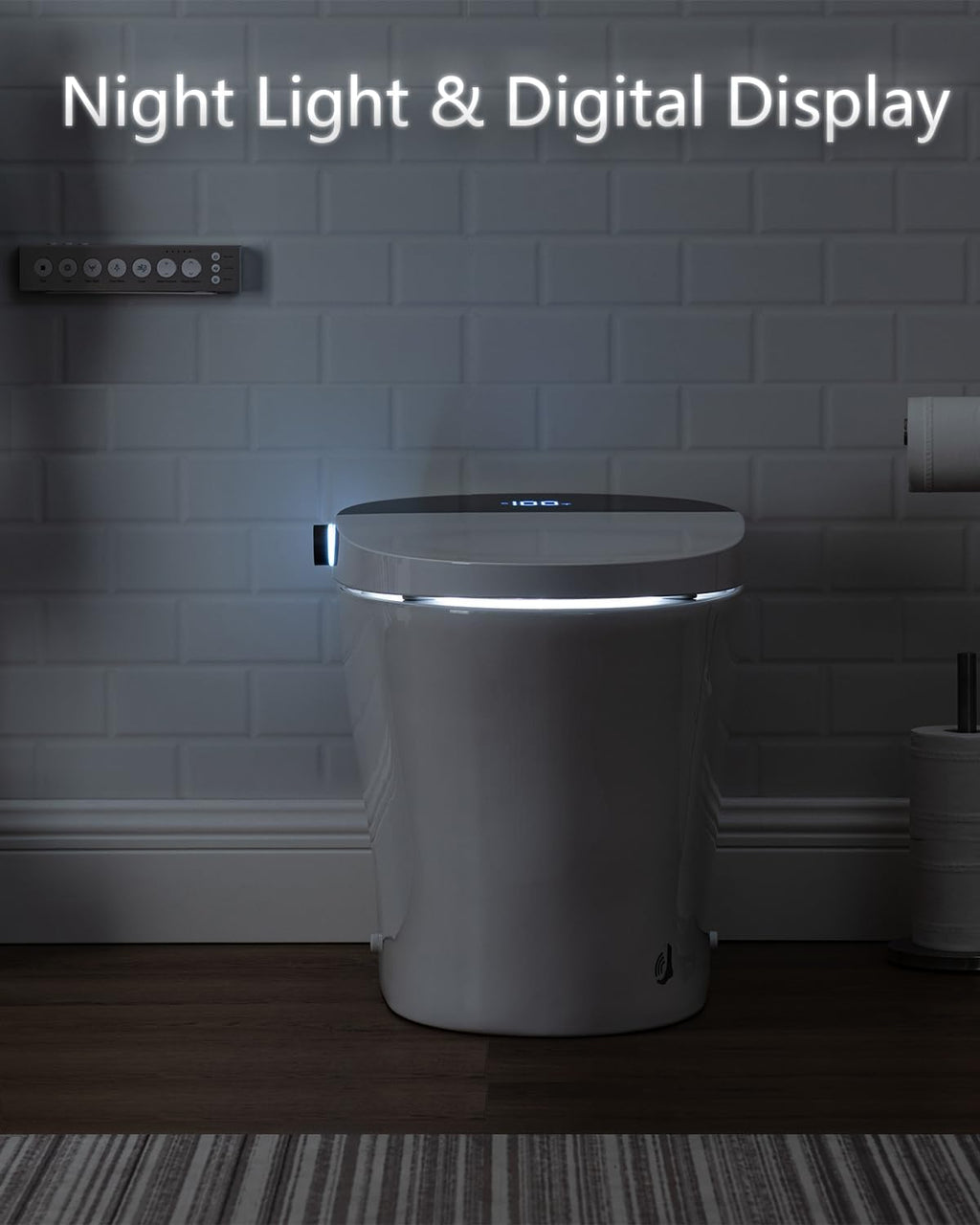 CANEST Smart Toilet, Smart Toilet with Bidet Built in, Pump-assisted Flush, Foot Sensor Operation, Warm Water, Heated Seat, Air Dryer, Digital Display (TC-100GE)