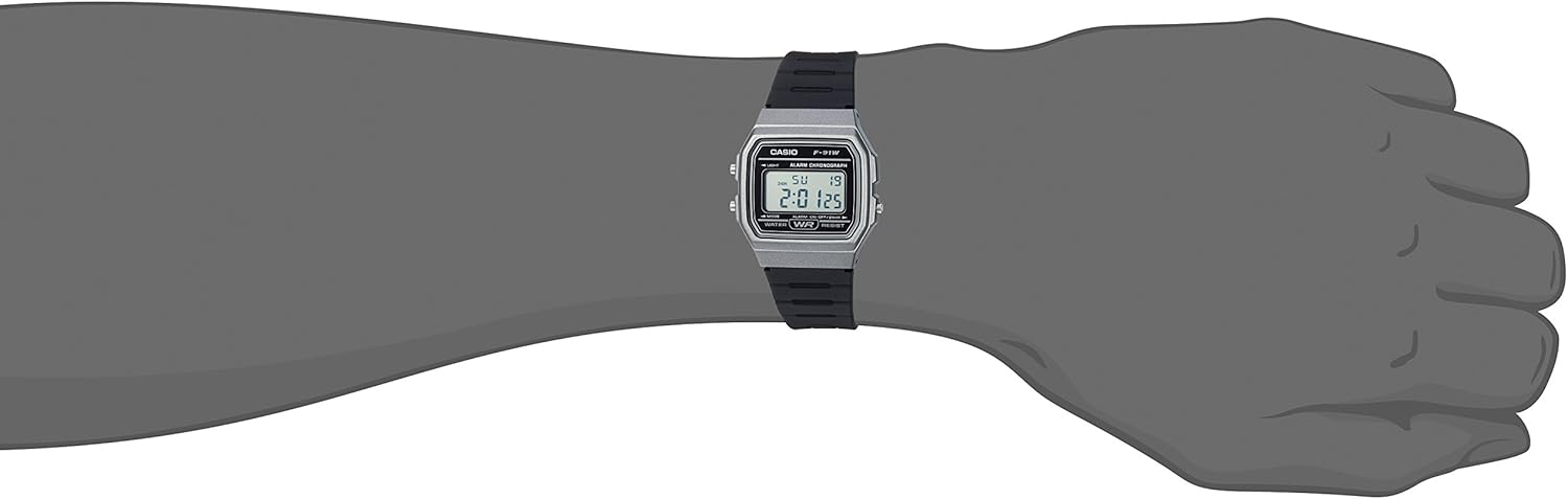 Casio F91W Series | Digital Watch | Water Resistant | LED Light | 1/100 SEC Stopwatch | Regular Time Keeping (HR, Min, SEC, PM, Date, Day) | Daily Alarm | Lightweight | 7 Year Battery