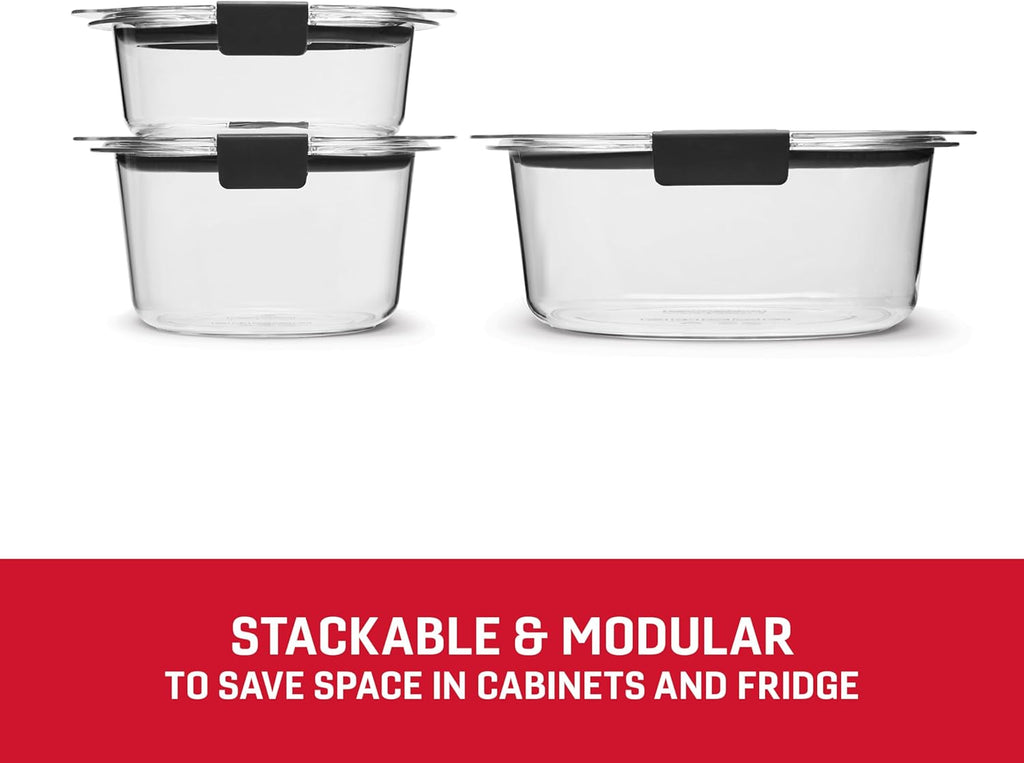 Rubbermaid Brilliance Food Storage Containers BPA Free Airtight Lids Ideal for Lunch Meal Prep & Leftovers Set of 5 (3.2 Cup)