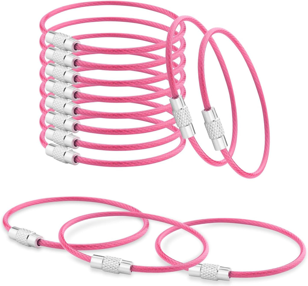 CooBigo 16 Pack Stainless Steel Loops 2mm Coated Wire Keychain Cable Large Keyrings 6 inch Key Chain for Luggage Tags, Key Tags, Keyrings, Kitchen utensils, Duster-Assorted Colors