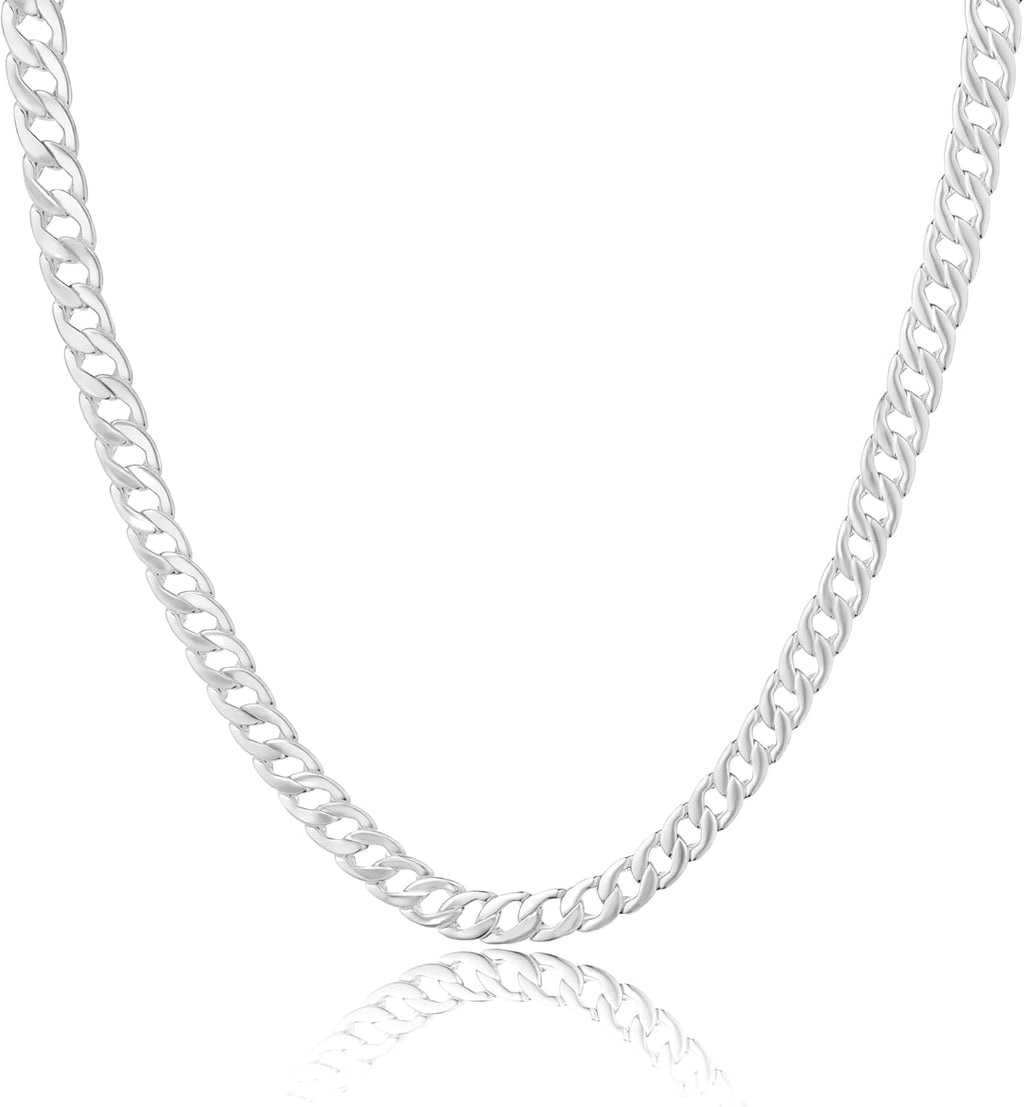 Moodear Gold Necklace for Women Dainty Chunky 14K Gold Plated/Sliver Plated Chain Necklace Cuban Link Paperclip Chain Choker Toggle Clasp Layered Necklace for Women Trendy Fashion Gift