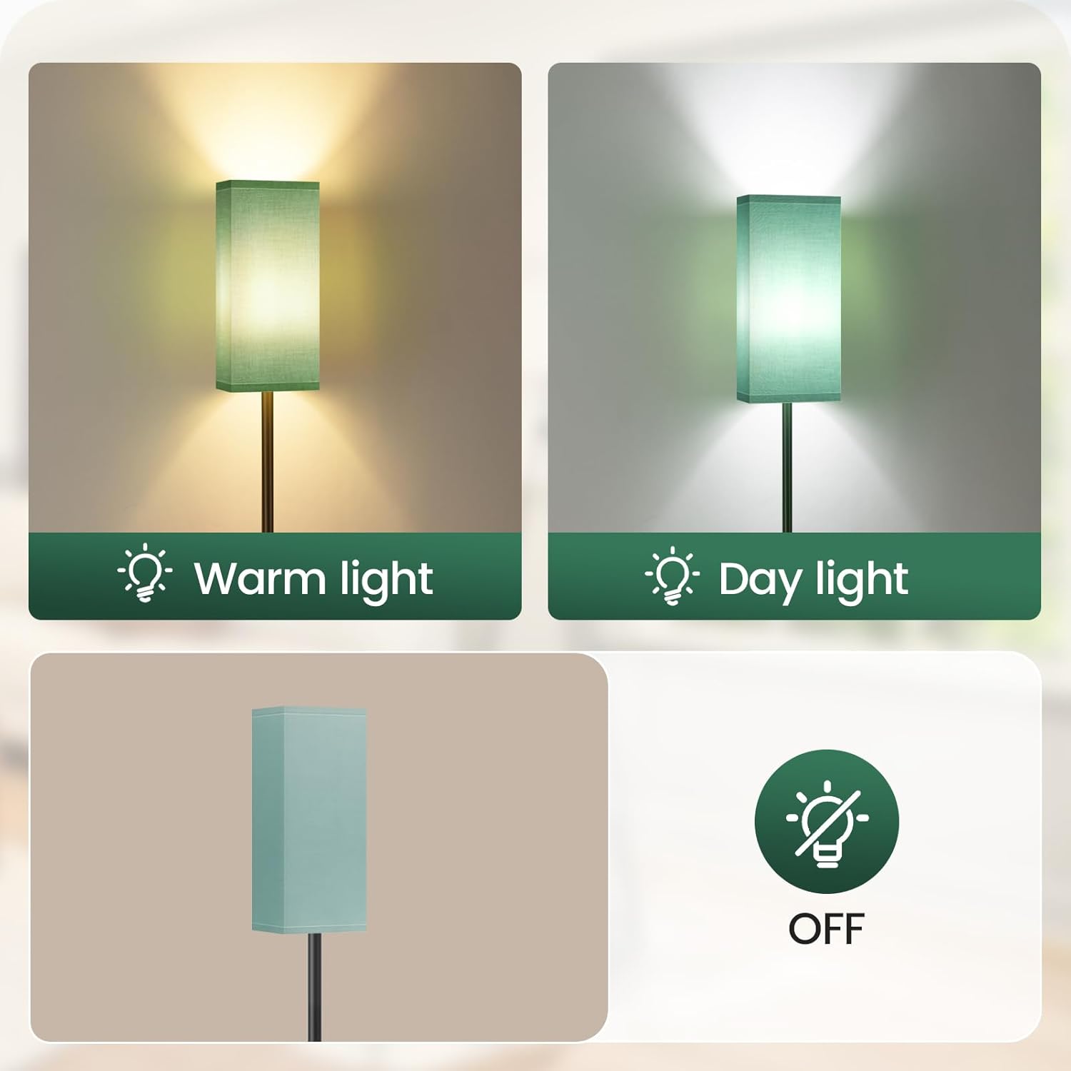 64.6" Floor Lamp, Pole with Foot Switch, Modern Standing Lamp Lampshade, Minimalist Freestanding Lamp (Bulb Not Included), for Living Room, Bedroom Office ETL Listed, Black and Beige E07LD05