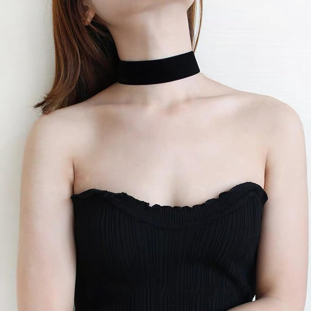 Fesciory Black Necklaces for Women, Adjustable Layered Velvet Leather Lace Collar Necklace, Goth Jewelry Gifts.