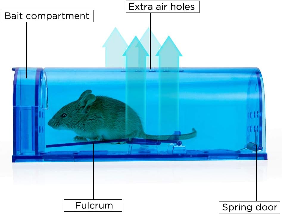 Humane Mouse Trap | Catch and Release Mouse Traps That Work | Mice Trap No Kill for mice/Rodent Pet Safe (Dog/Cat) Best Indoor/Outdoor Mousetrap Catcher Non Killer Small Capture Cage (Blue)