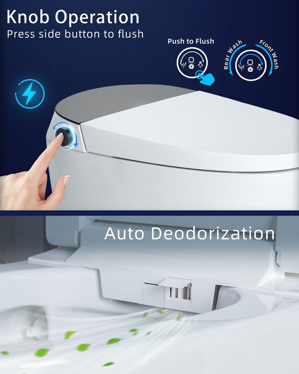 CANEST Smart Toilet, Smart Toilet with Bidet Built in, Pump-assisted Flush, Foot Sensor Operation, Warm Water, Heated Seat, Air Dryer, Digital Display (TC-100GE)