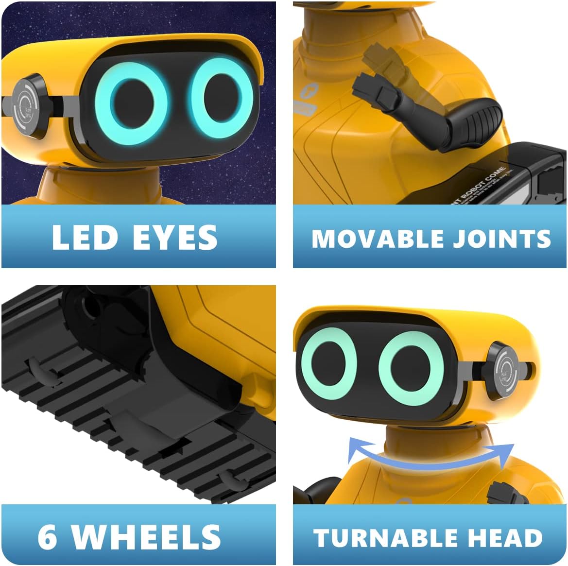 GILOBABY Robot Toys, Remote Control Robot Toy, RC Robots for Kids with LED Eyes, Flexible Head & Arms, Dance Moves and Music, Birthday Gifts for Boys Ages 3+ Years (Blue)