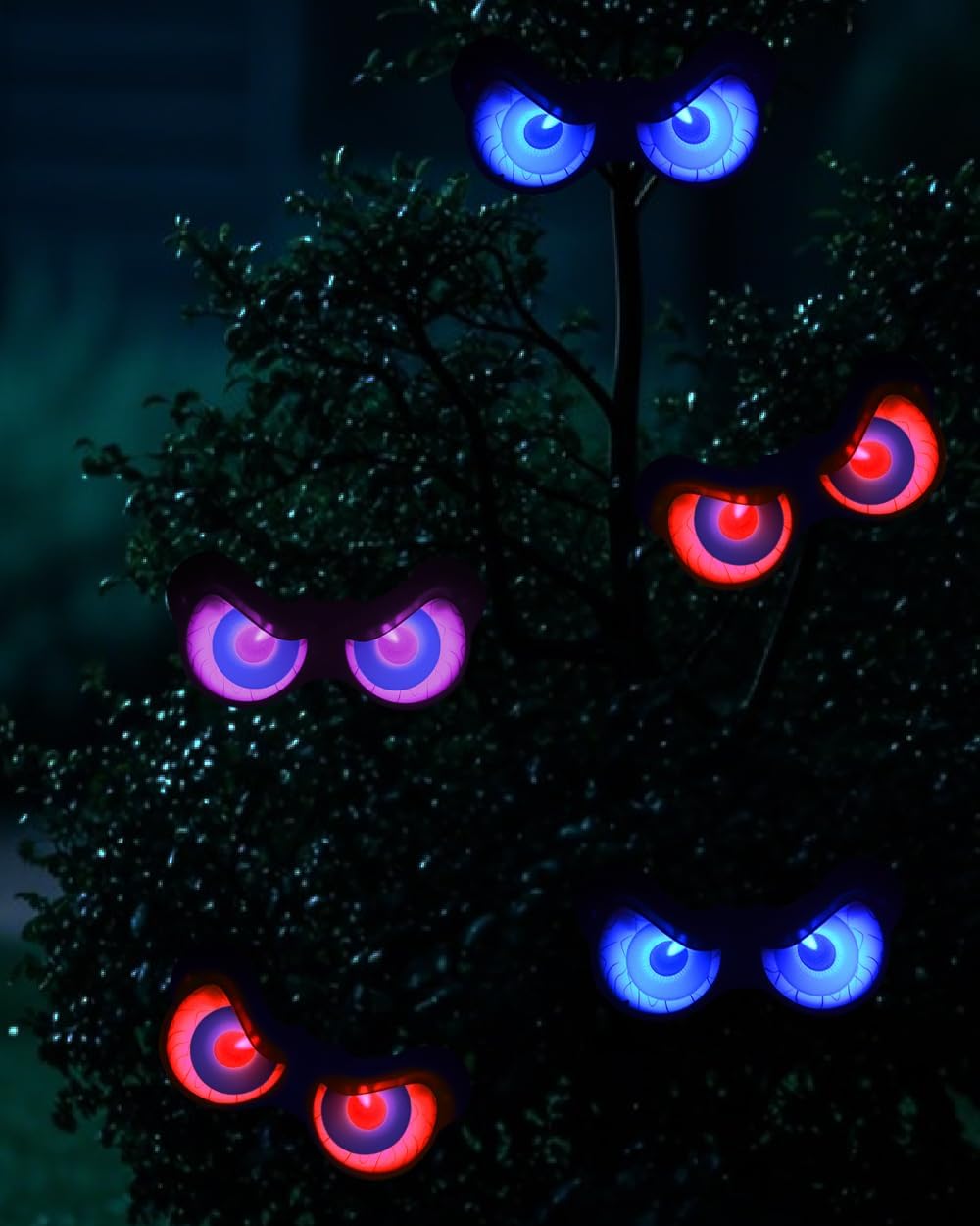 Halloween Decorations, 5 Pack Glowing & Flashing LED Eye Lights for Indoor/Outdoor Use, Bush, Yard, Window, Party