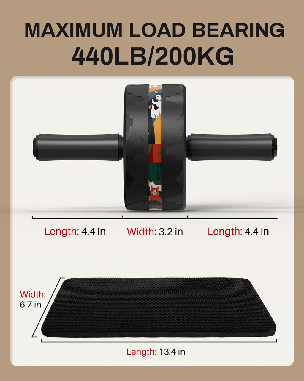 VINSGUIR Ab Roller Wheel, Abs & Core Workout Equipment for Home Gym with Knee Pad Accessories, Abdominal Wheel for Full-body Strength Training