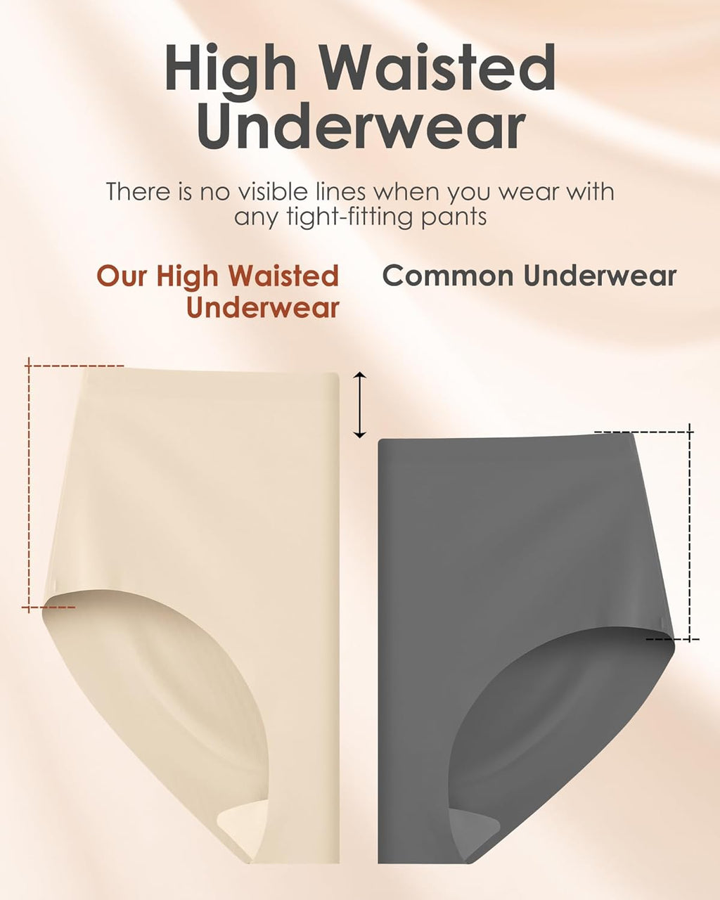 Kalapa Womens Underwear Seamless Full Coverage Breathable Briefs No Show Silky Stretch High Waisted Ladies Panties 6 Pack