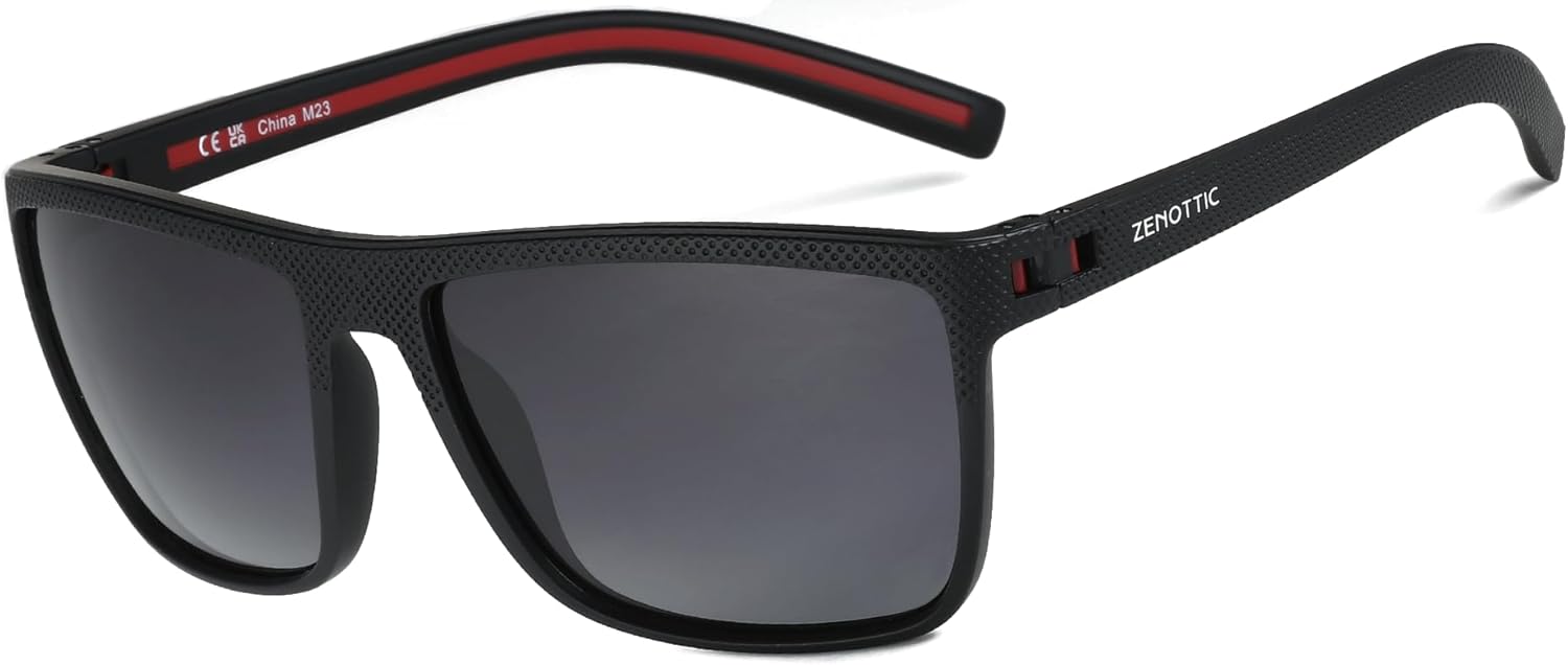 ZENOTTIC Polarized Sunglasses for Men Lightweight TR90 Frame UV400 Protection Square Sun Glasses