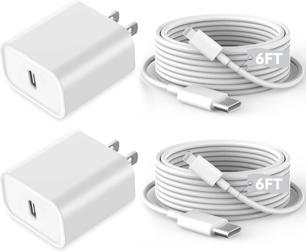 Fast iPhone Charger, iPhone Charger Fast Charging 2Pack Quick Chargers 6ft Long USB C to Lightning Cable Quick Charging Cord USB Charge Block Adapter for iPhone 14 Plus/14 ProMax/13 Mini 12/11/XS/iPad