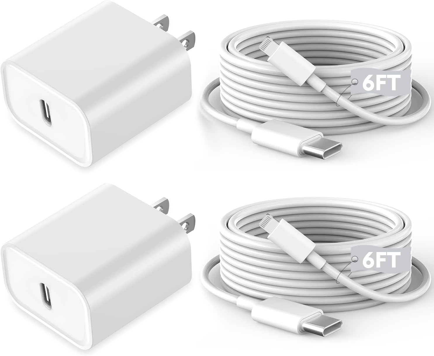 Fast iPhone Charger, iPhone Charger Fast Charging 2Pack Quick Chargers 6ft Long USB C to Lightning Cable Quick Charging Cord USB Charge Block Adapter for iPhone 14 Plus/14 ProMax/13 Mini 12/11/XS/iPad