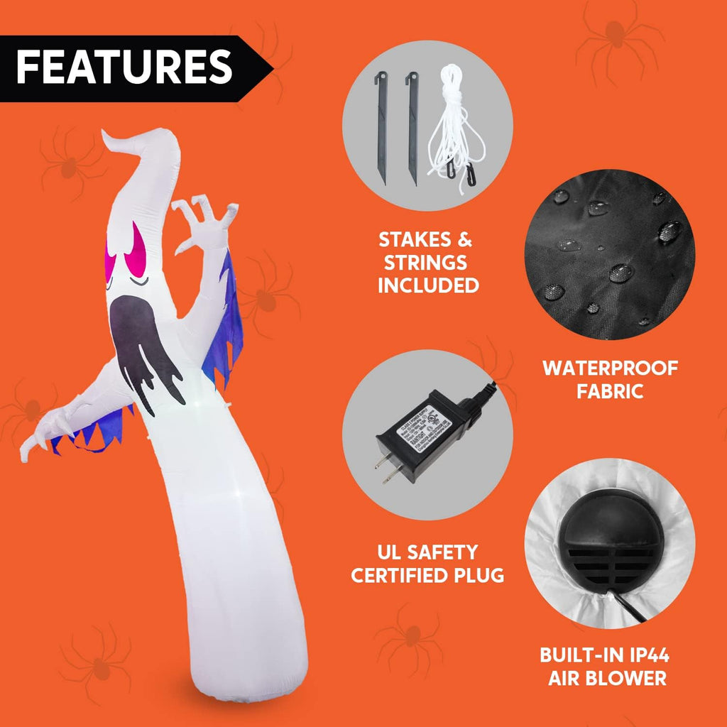 Joiedomi 12 FT Halloween Inflatables Outdoor Decorations, Scary Ghost Halloween Decor, Inflatable Ghost Blow Ups for Yard with LEDs for Outside Yard Decorations