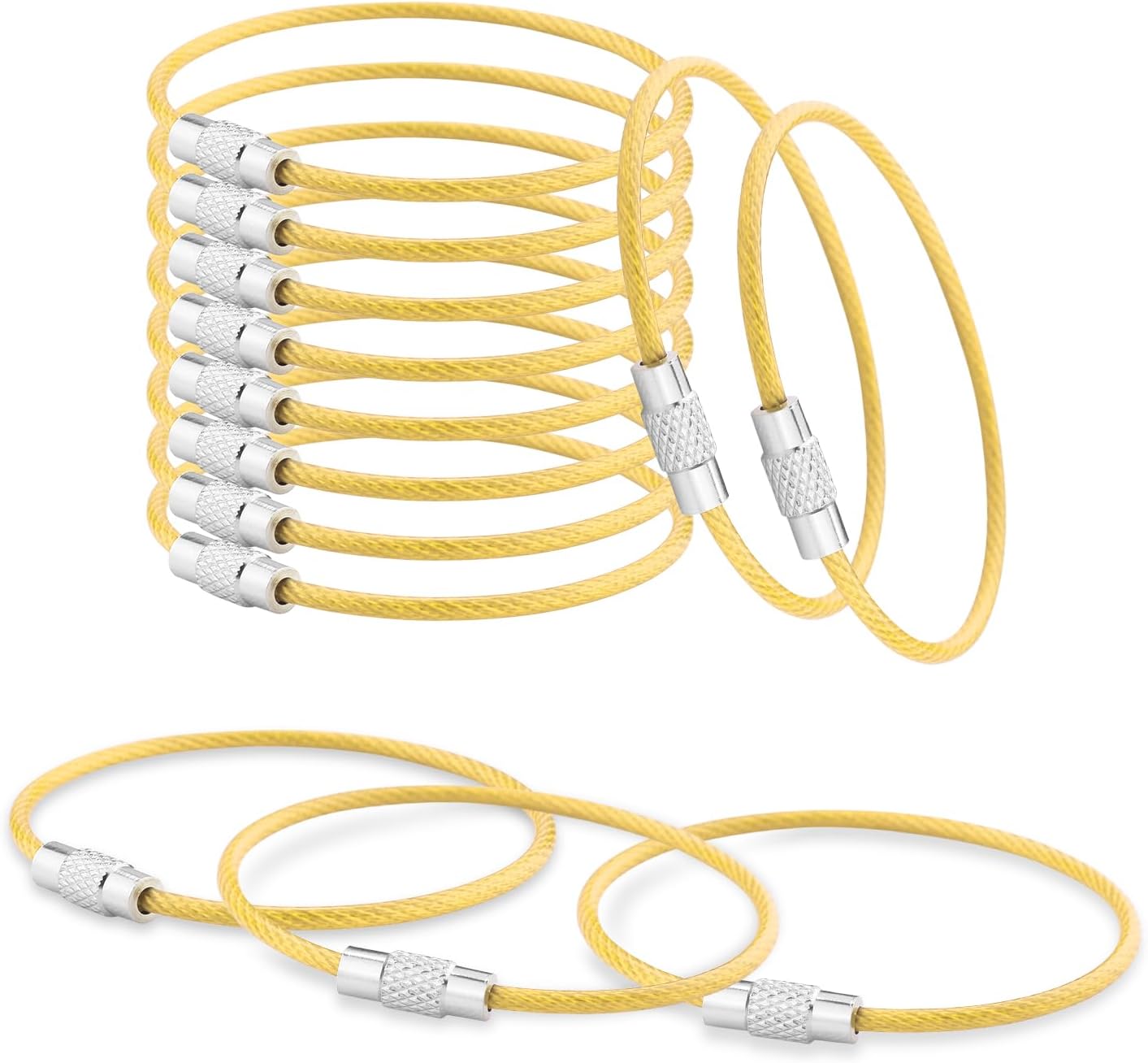 CooBigo 16 Pack Stainless Steel Loops 2mm Coated Wire Keychain Cable Large Keyrings 6 inch Key Chain for Luggage Tags, Key Tags, Keyrings, Kitchen utensils, Duster-Assorted Colors