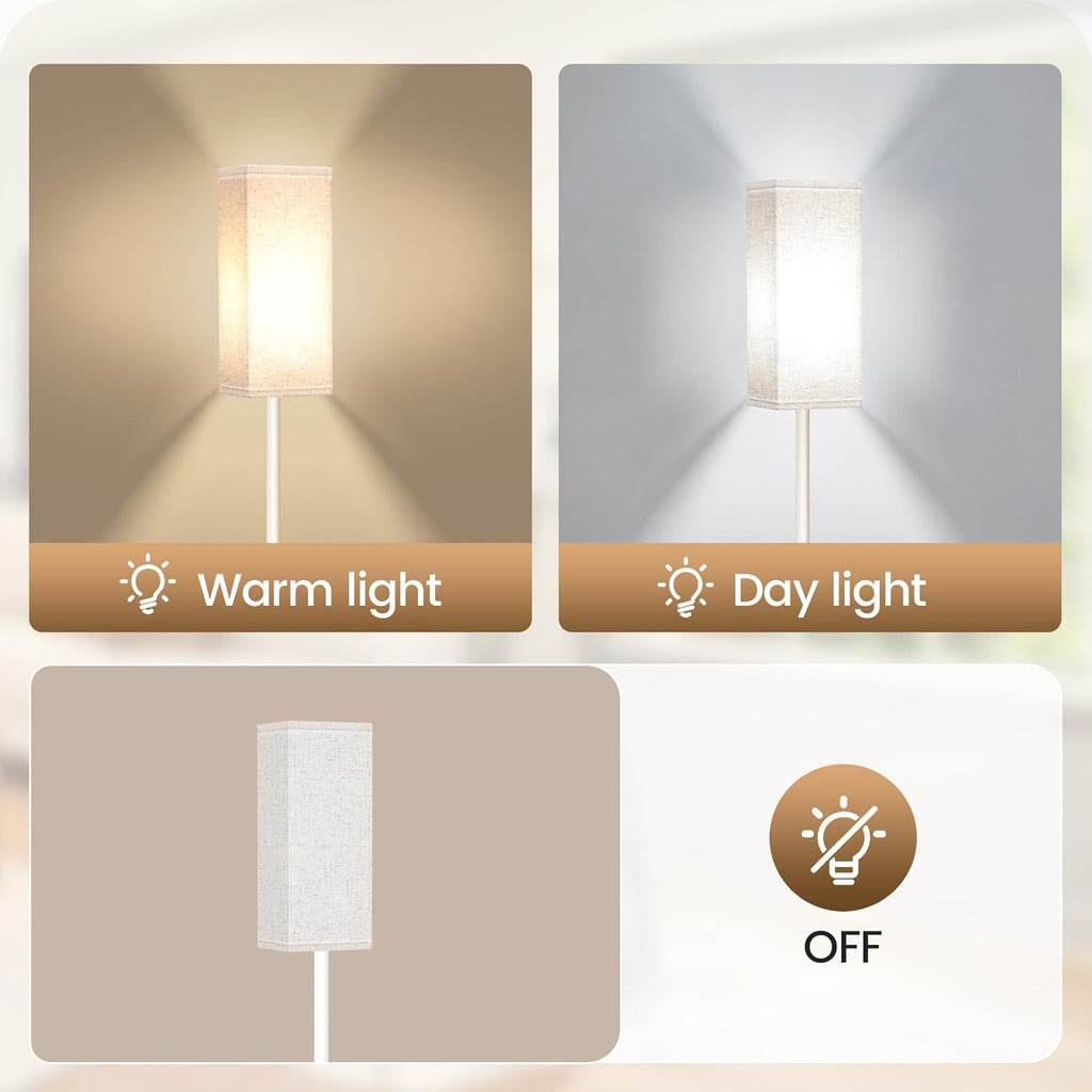 64.6" Floor Lamp, Pole with Foot Switch, Modern Standing Lamp Lampshade, Minimalist Freestanding Lamp (Bulb Not Included), for Living Room, Bedroom Office ETL Listed, Black and Beige E07LD05