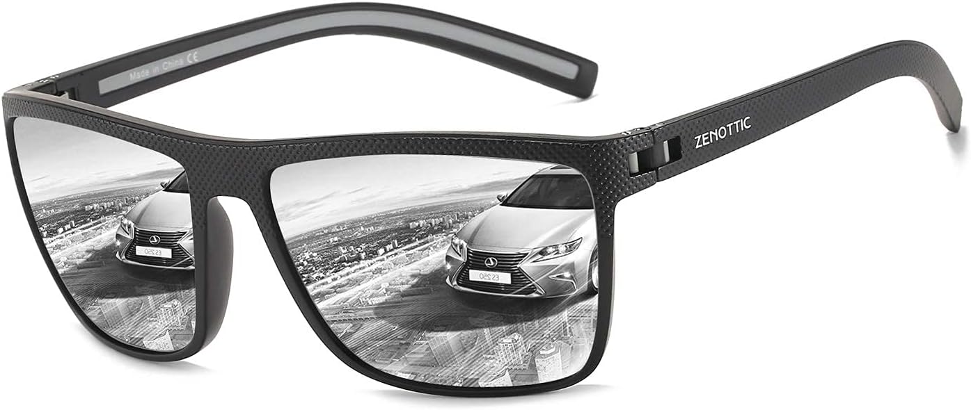 ZENOTTIC Polarized Sunglasses for Men Lightweight TR90 Frame UV400 Protection Square Sun Glasses
