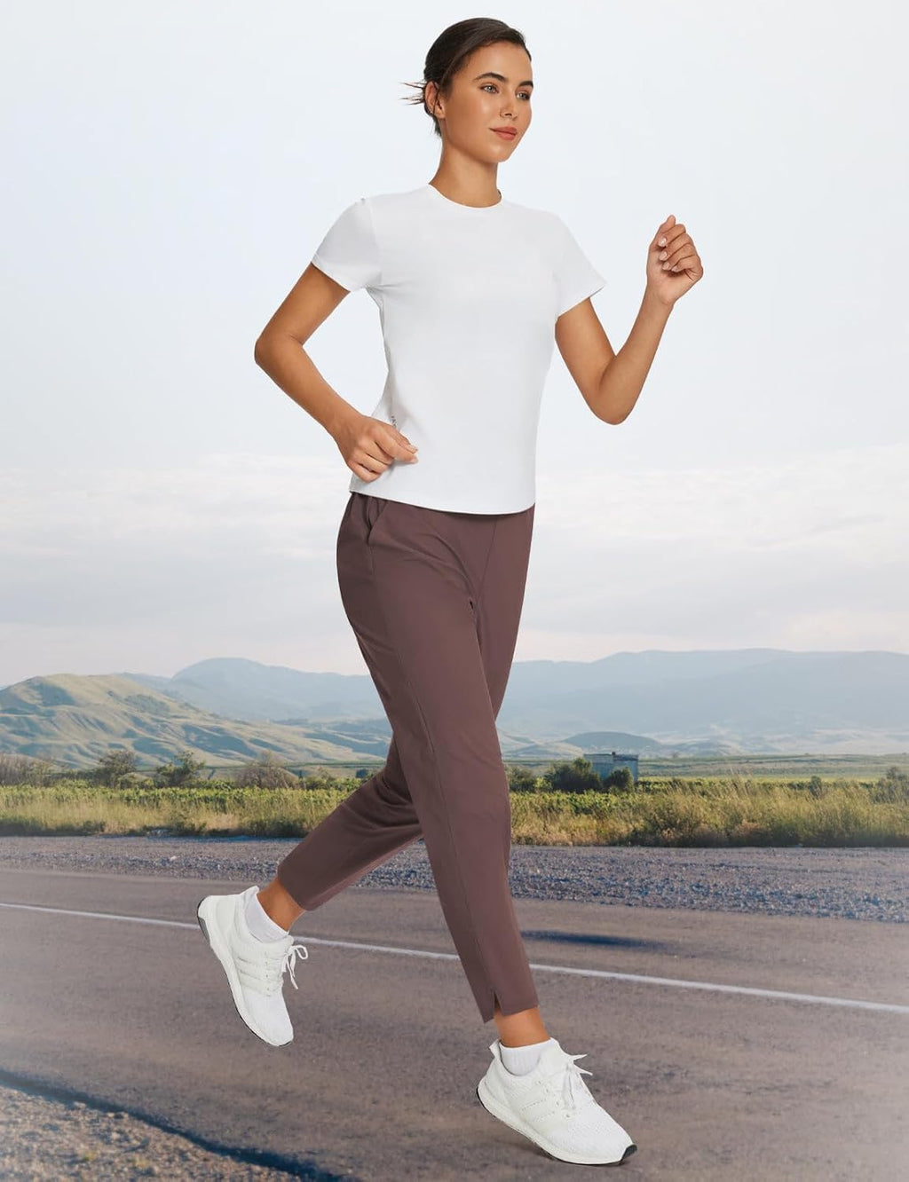 baleaf Womens Travel Pants Lightweight Stretch with Zipper Pockets Petite Ankle Dressy Golf Work Business Casual Slacks