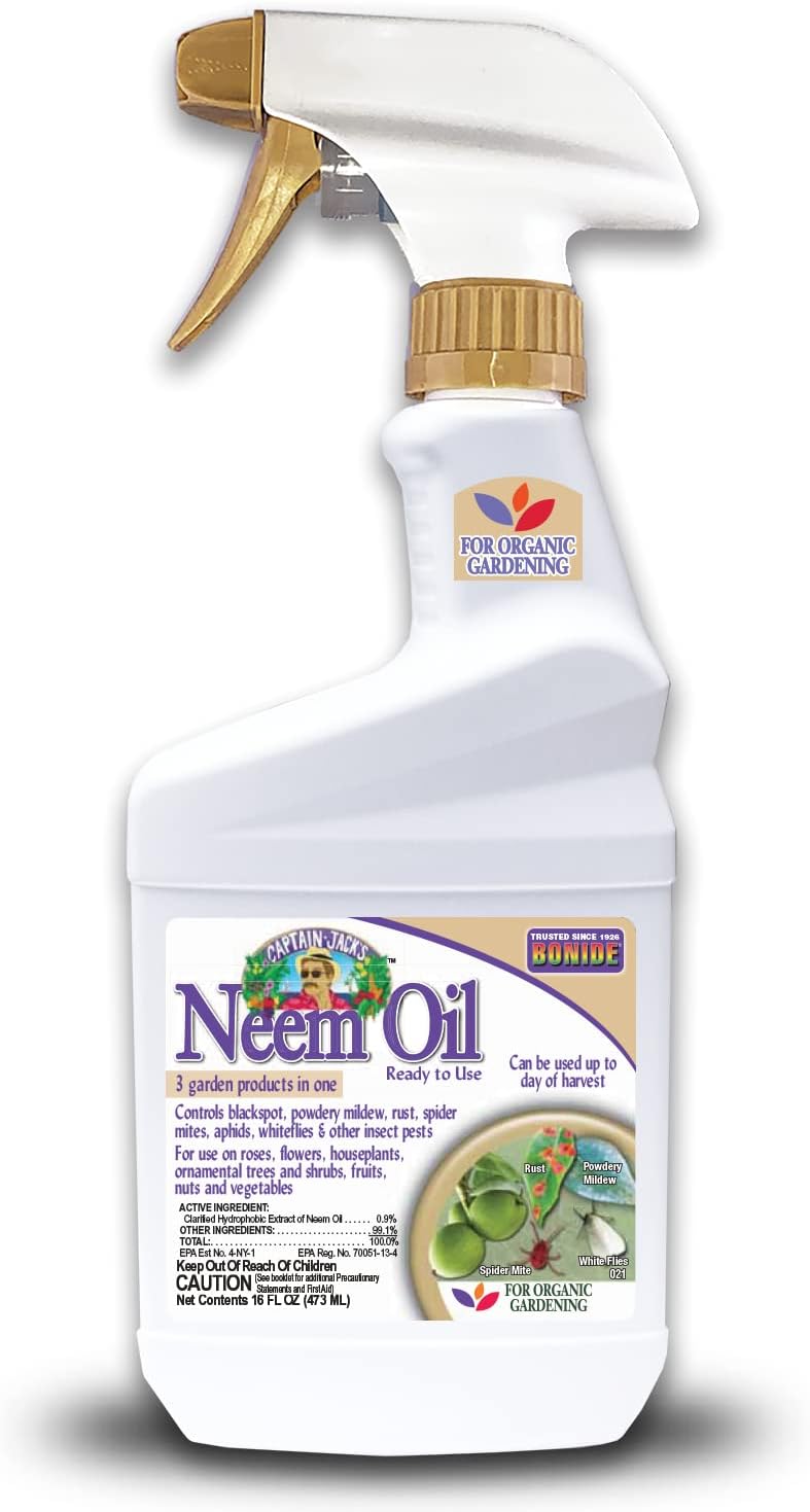 Bonide Captain Jack's Neem Oil, 32 oz Ready-to-Use Spray, Multi-Purpose Fungicide, Insecticide and Miticide for Organic Gardening