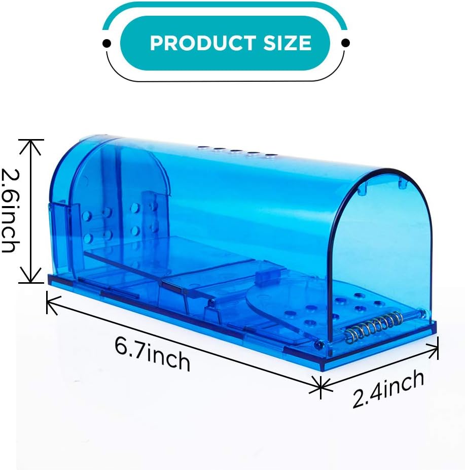 Humane Mouse Trap | Catch and Release Mouse Traps That Work | Mice Trap No Kill for mice/Rodent Pet Safe (Dog/Cat) Best Indoor/Outdoor Mousetrap Catcher Non Killer Small Capture Cage (Blue)