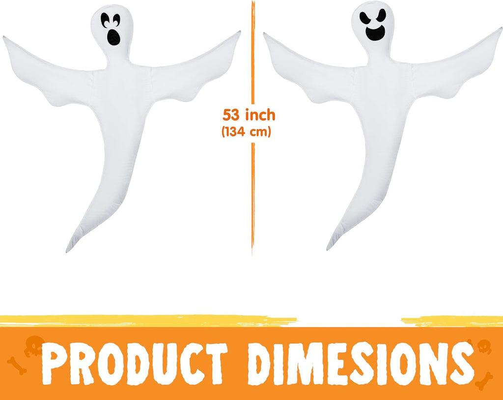 JOYIN 2 Pcs 53" Halloween Decoration Outdoor, Halloween Bendable Hanging Ghost for Lawn, Tree, Pilar Decorations, Tree Wrap Ghost Party Supplies