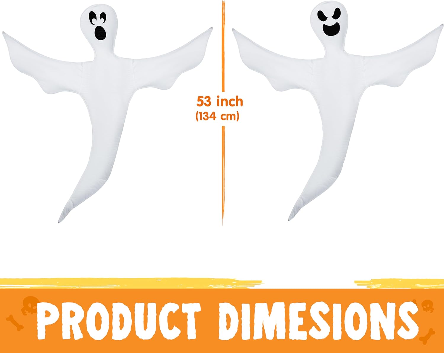 JOYIN 2 Pcs 53" Halloween Decoration Outdoor, Halloween Bendable Hanging Ghost for Lawn, Tree, Pilar Decorations, Tree Wrap Ghost Party Supplies