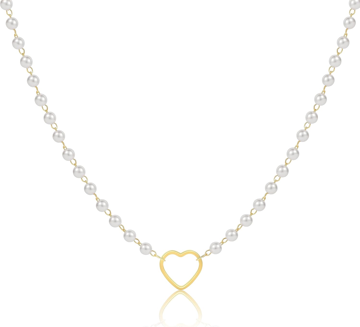 Dainty Pearl Pendant Necklaces for Women 14K Gold Plated Handmade Layered Pearl Chain Necklace Delicate Layered Pearl Necklace Everyday Jewelry Gift