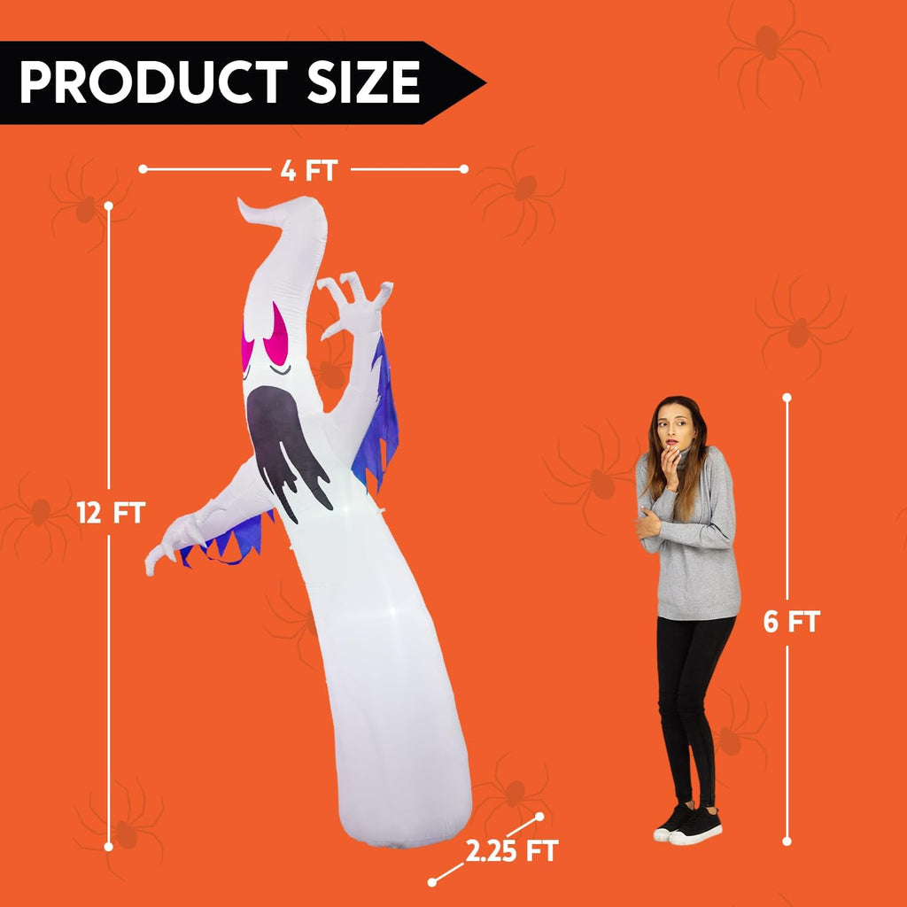 Joiedomi 12 FT Halloween Inflatables Outdoor Decorations, Scary Ghost Halloween Decor, Inflatable Ghost Blow Ups for Yard with LEDs for Outside Yard Decorations