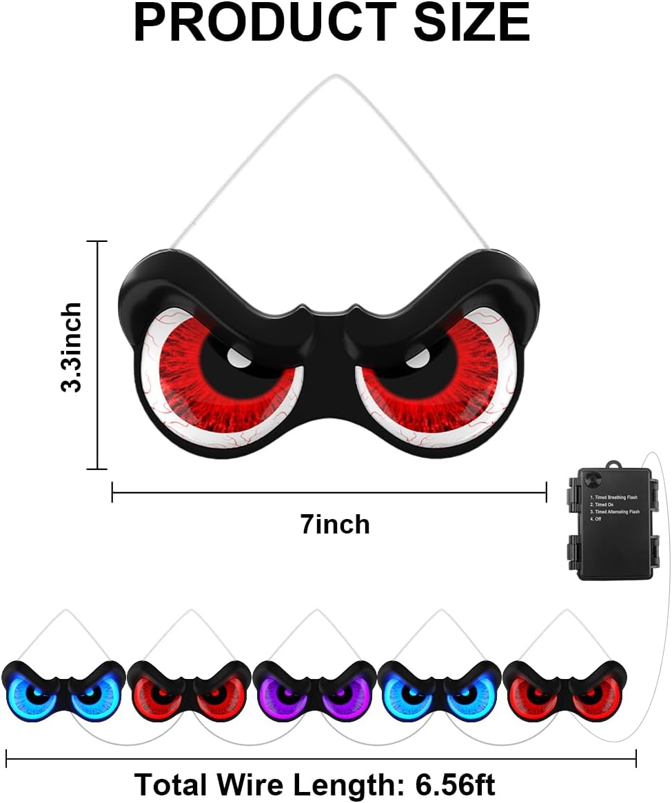 Halloween Decorations, 5 Pack Glowing & Flashing LED Eye Lights for Indoor/Outdoor Use, Bush, Yard, Window, Party