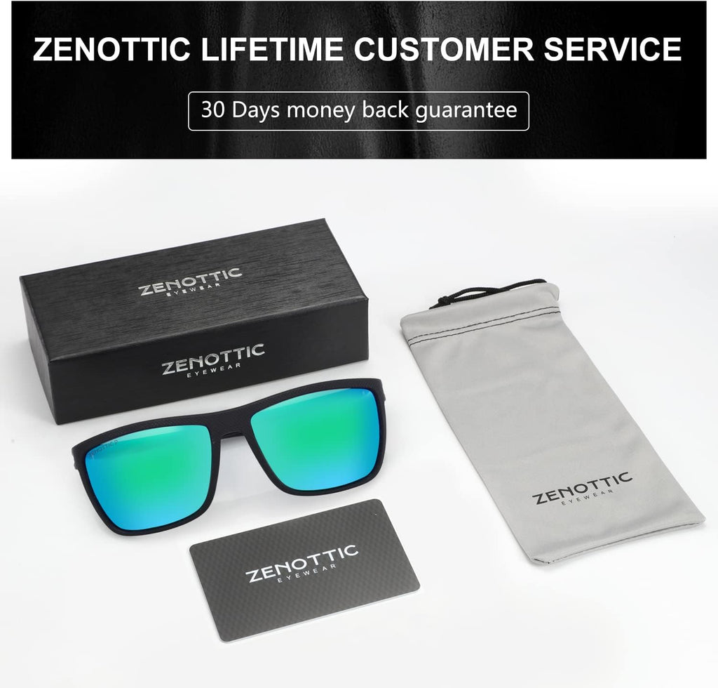 ZENOTTIC Polarized Sunglasses for Men Lightweight TR90 Frame UV400 Protection Square Sun Glasses