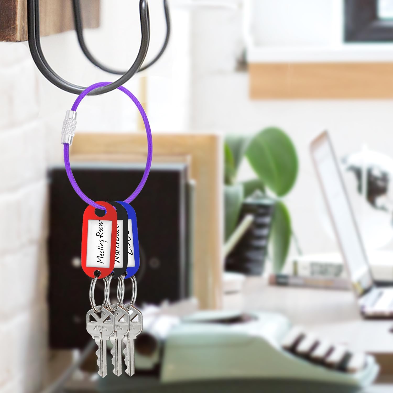 CooBigo 16 Pack Stainless Steel Loops 2mm Coated Wire Keychain Cable Large Keyrings 6 inch Key Chain for Luggage Tags, Key Tags, Keyrings, Kitchen utensils, Duster-Assorted Colors