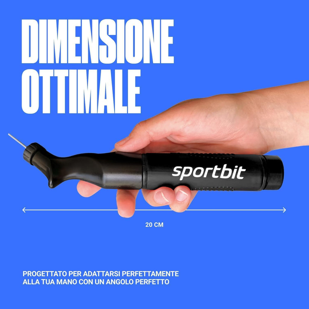 SPORTBIT Ball Pump for Sports Balls - Push & Pull Inflating System - Hand Pump for All Exercise Balls - Volleyball Pump, Basketball Inflator, Football & Soccer Ball Air Pump - Goes with 5 Needles Set