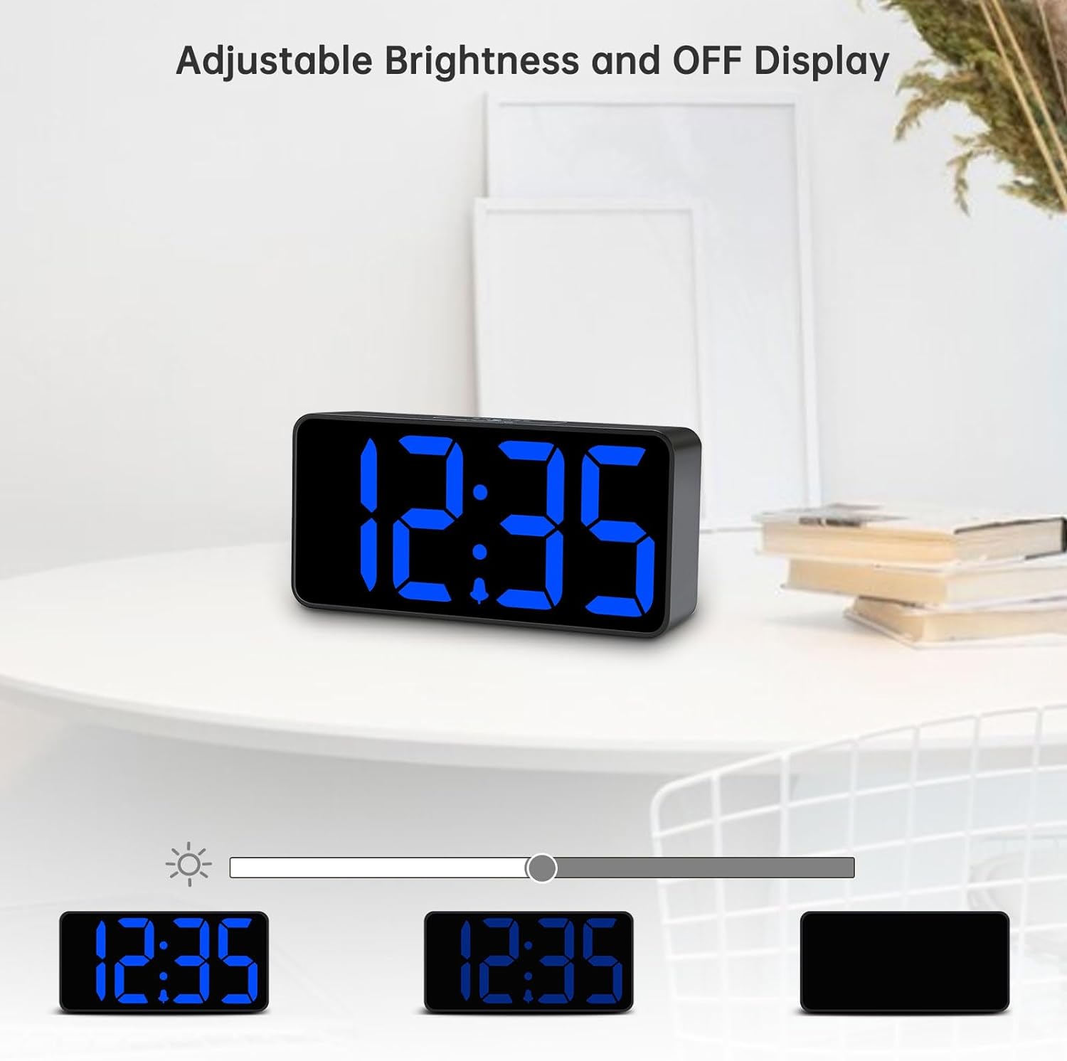 DreamSky Small Digital Alarm Clock for Bederoom, Large Big Numbers Display with Dimmer for Living Room, Electric Bedside Desk Clock with USB Charging Port, Adjustable Volume, USB-C Adapter Powered