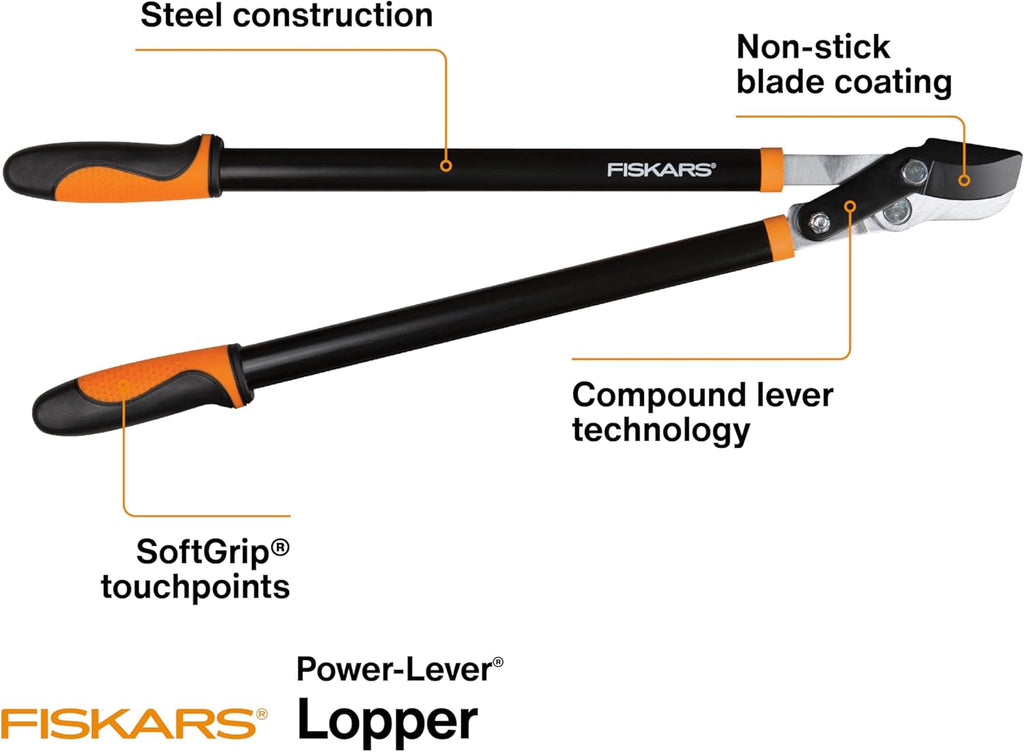 Fiskars 28-Inch Power-Lever Garden Bypass Lopper and Tree Trimmer, Sharp Precision-Ground Steel Blade for Cutting Branches up to 1.75-Inch Diameter