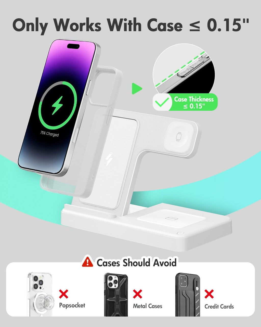 Wireless Charger iPhone Charging Station: 3 in 1 Charger Stand Multiple Devices for Apple - iPhone 17 16e 16 15 14 Pro Max 13 12 11 - Watch 10 9 8 7 6 5 4 3 2 SE and Ultra Series - Airpods 4 3 Pro