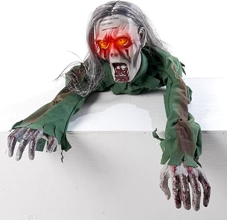 yosager Halloween Scary Yard Decorations, Electric Crawling Ghost Long Hair Horror Voice Skeleton, Creeping Prop for Theme Park, Bar Haunted House Props Horror Layout Party Decor