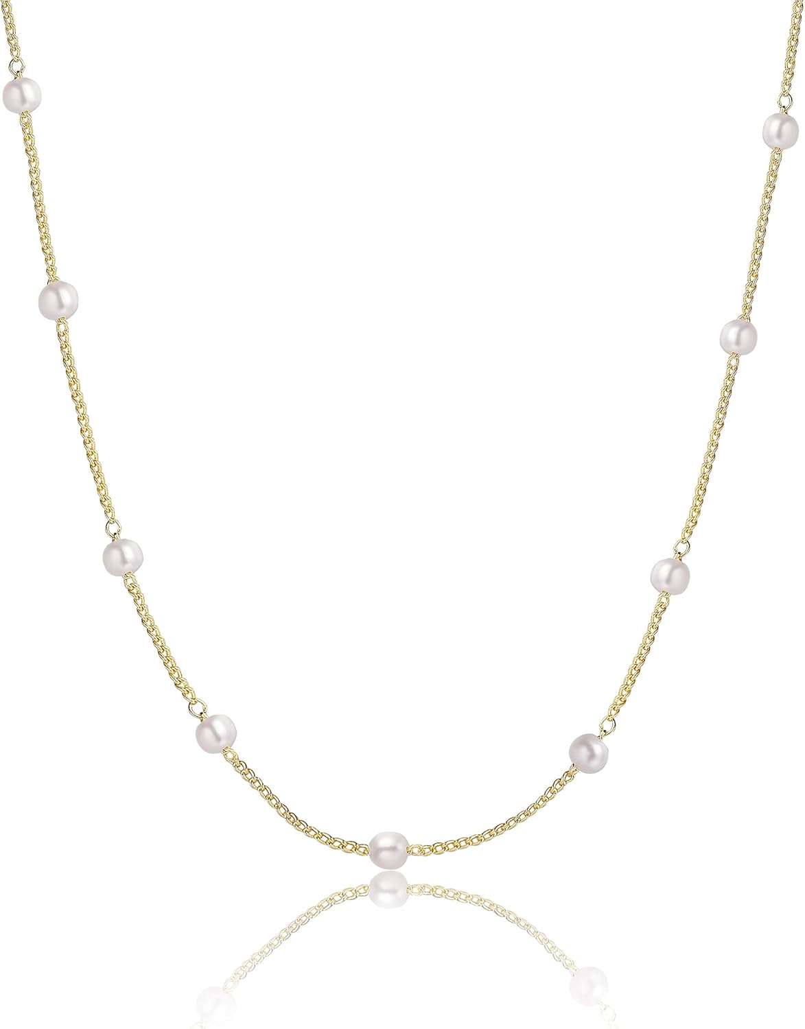 Dainty Pearl Pendant Necklaces for Women 14K Gold Plated Handmade Layered Pearl Chain Necklace Delicate Layered Pearl Necklace Everyday Jewelry Gift