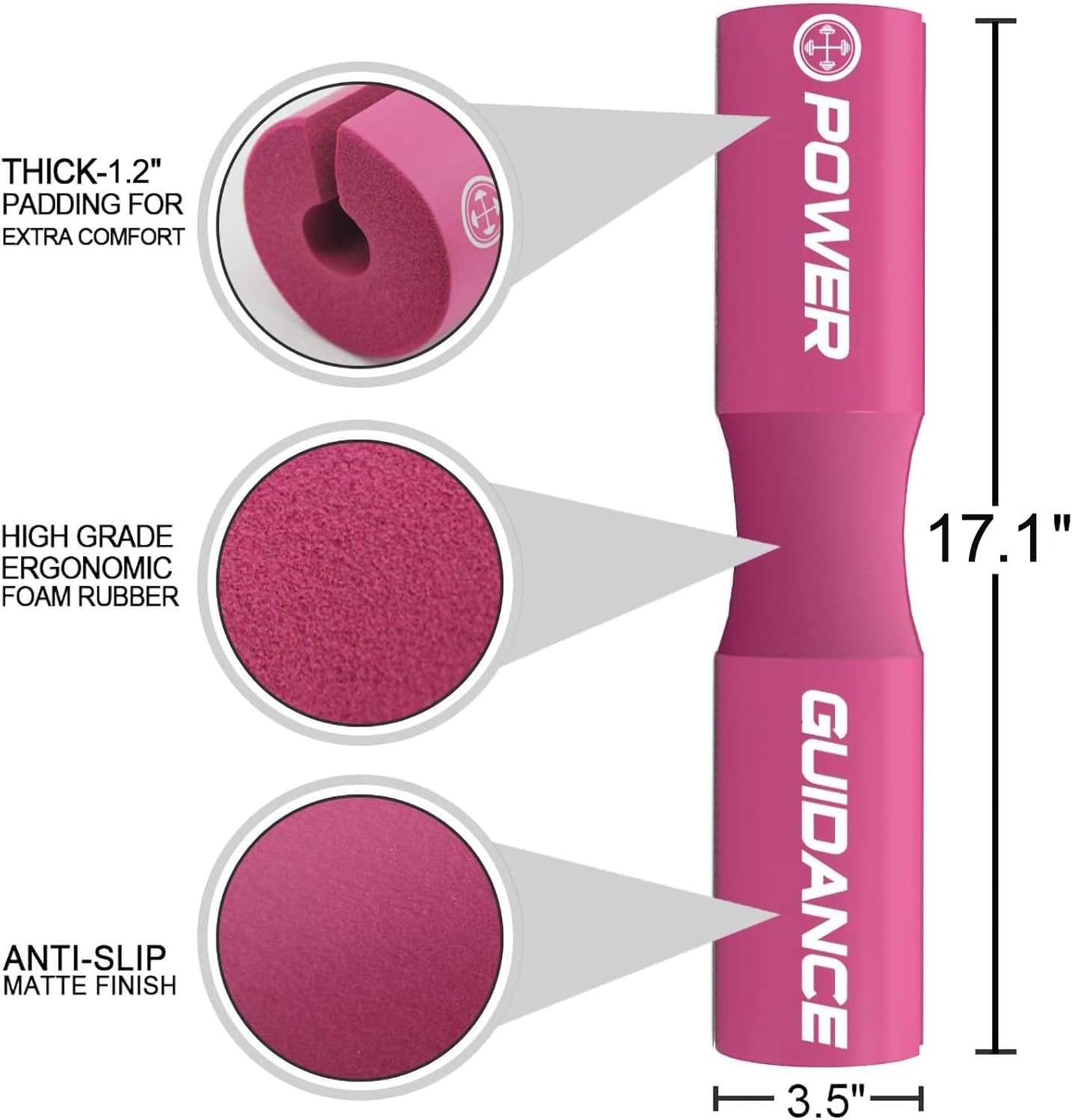 POWER GUIDANCE Barbell Squat Pad - Neck & Shoulder Protective Pad - Great for Squats, Lunges, Hip Thrusts, Weight Lifting & More - Fit Standard and Olympic Bars Perfectly