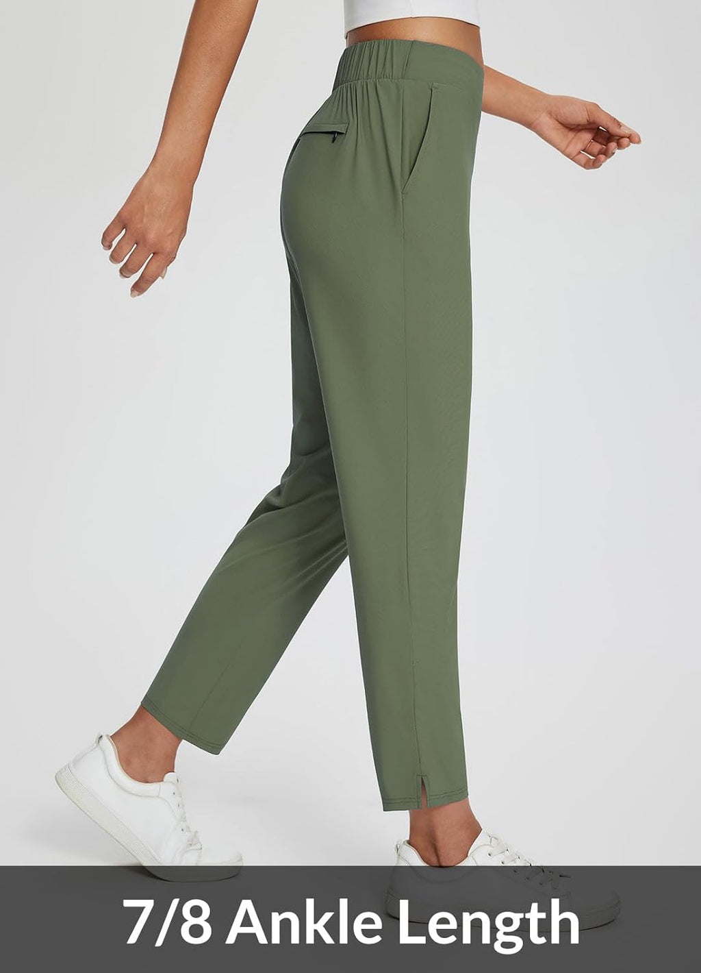 baleaf Womens Travel Pants Lightweight Stretch with Zipper Pockets Petite Ankle Dressy Golf Work Business Casual Slacks