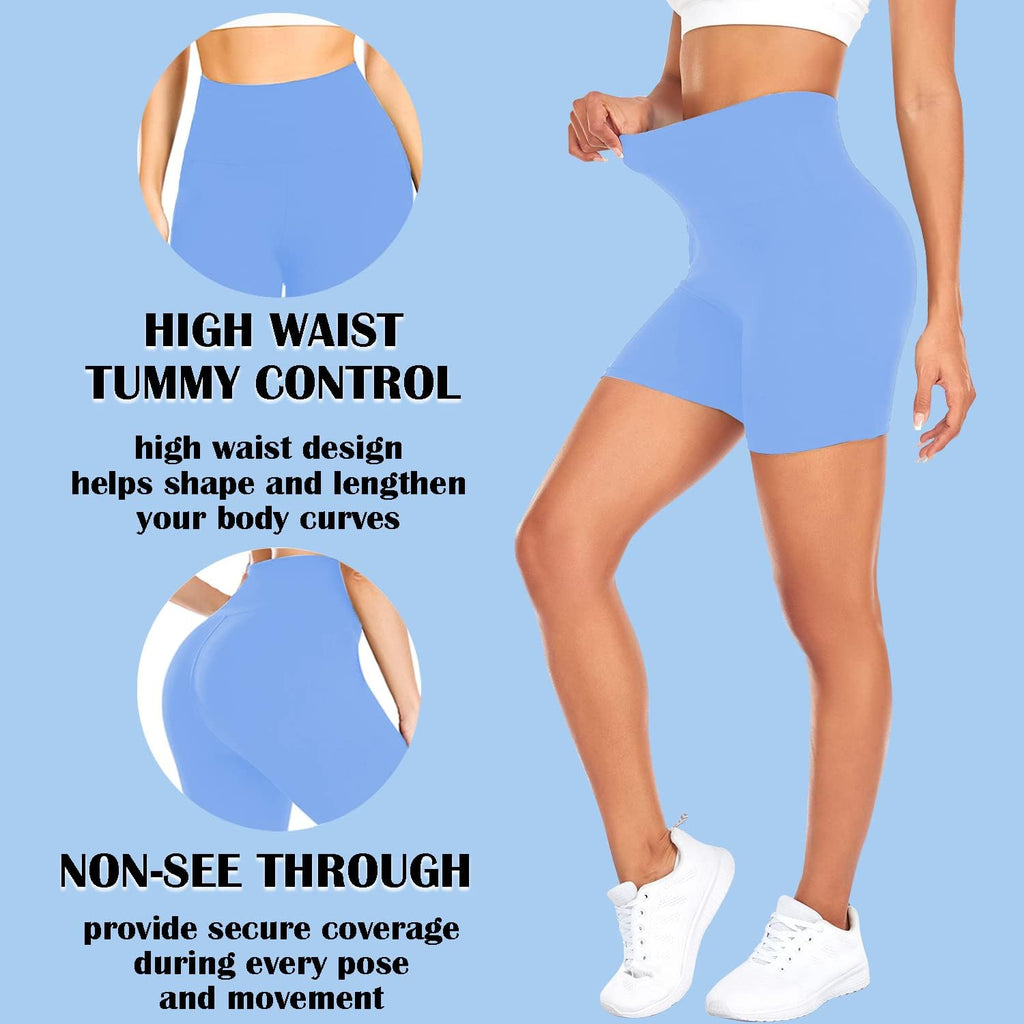 FULLSOFT High Waisted Biker Shorts for Women-5" Tummy Control Fitness Athletic Workout Running Yoga Gym Shorts