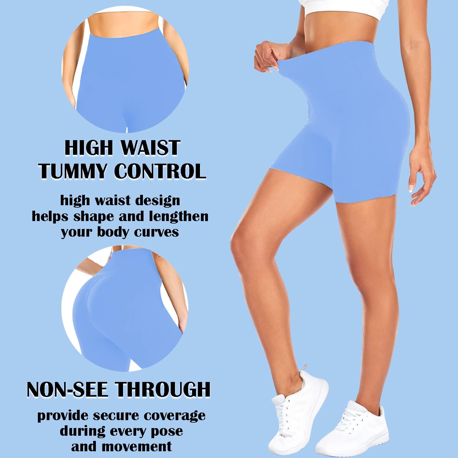 FULLSOFT High Waisted Biker Shorts for Women-5" Tummy Control Fitness Athletic Workout Running Yoga Gym Shorts